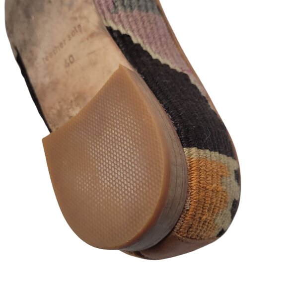Handmade Turkish Kilim Rug Loafers With Leather Soles & Insides size 40 US 9 - Picture 12 of 16